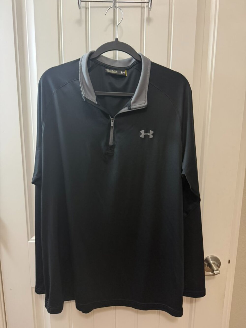 Under Armour Men's Black Gray Quarter Zip Pullover Long Sleeve 2XL